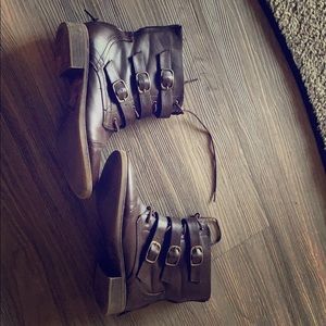 Brown low combat boots